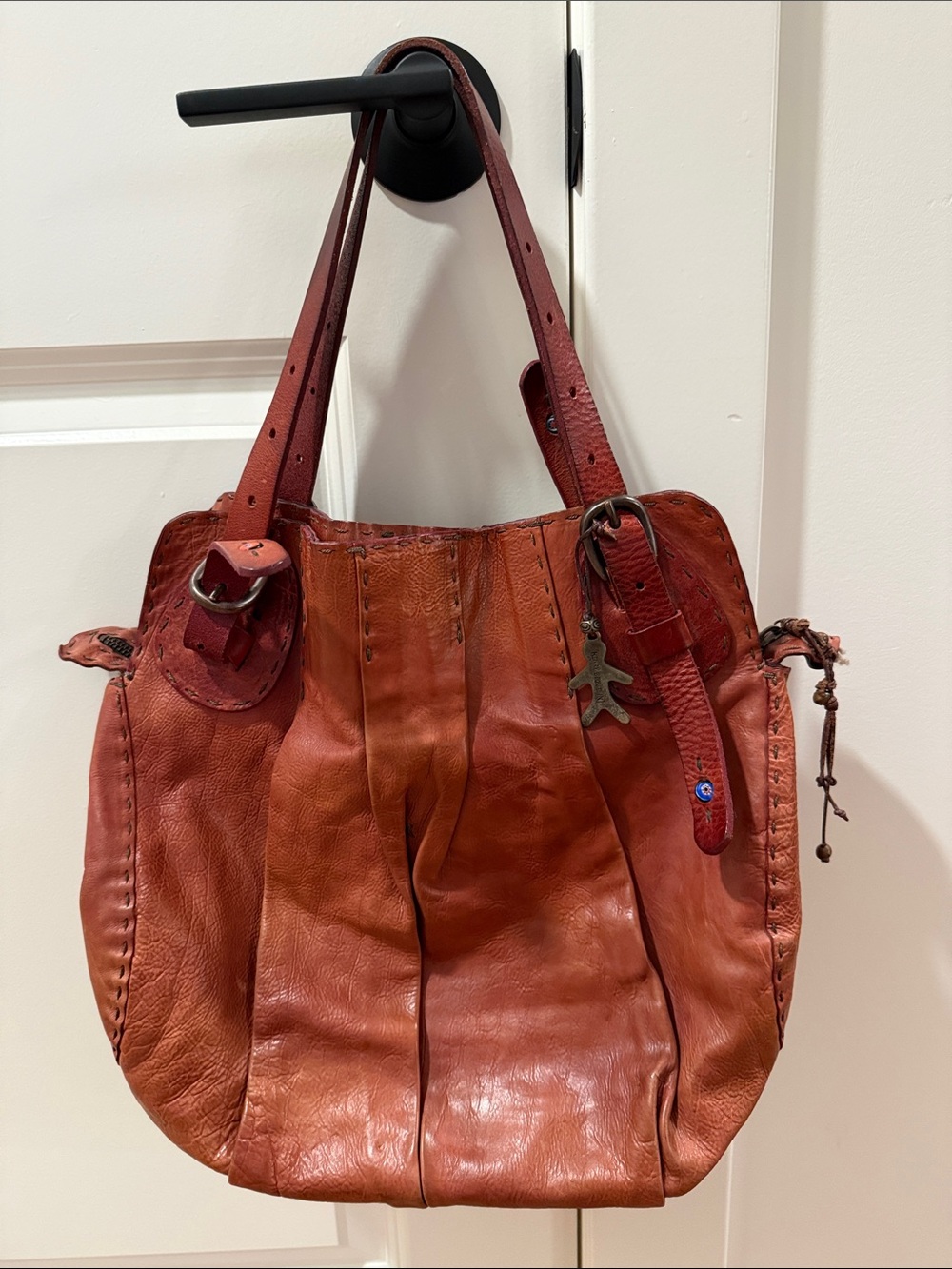 Henry Beguelin Vintage Leather Shoulder Bag / Tote – Cognac Brown